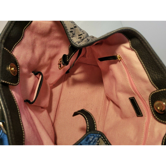 Dooney and Bourke Gray with Blue DB Logo Fabric Handbag - Picture 6 of 9